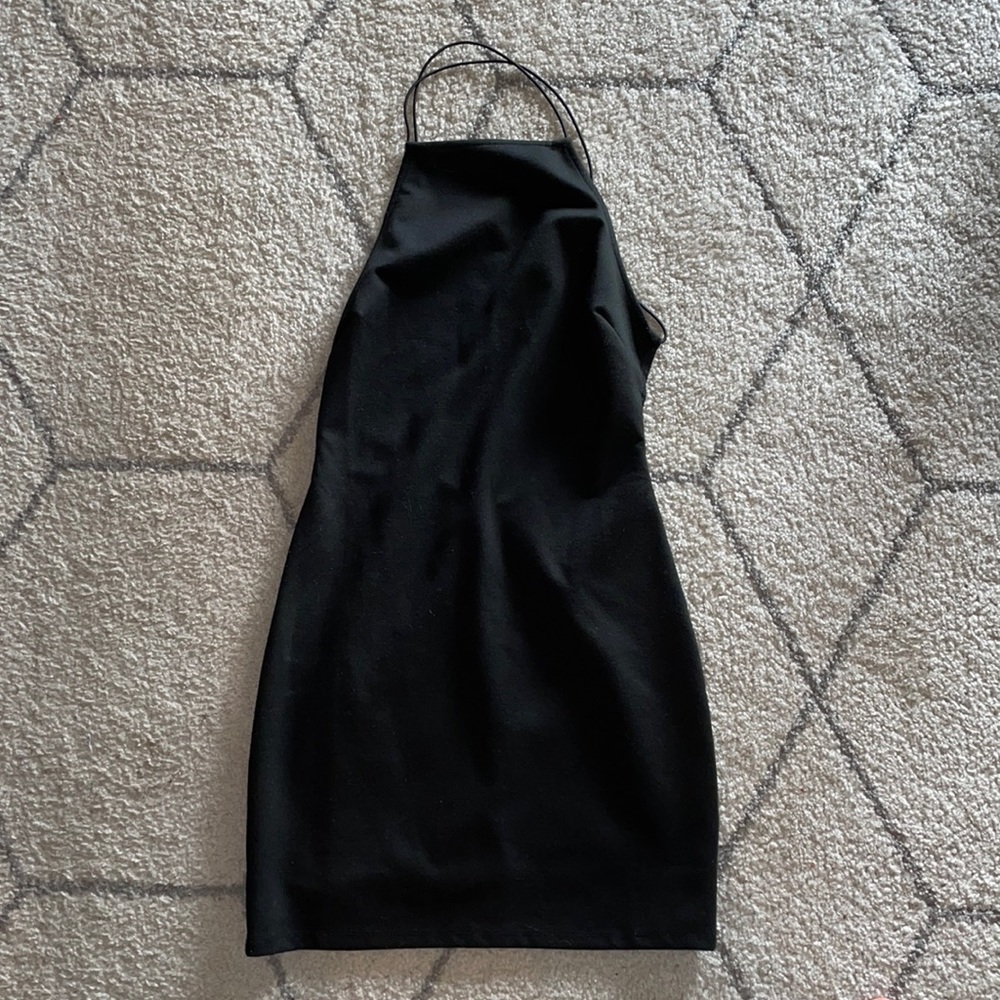 Toni Black Dress with criss cross open back